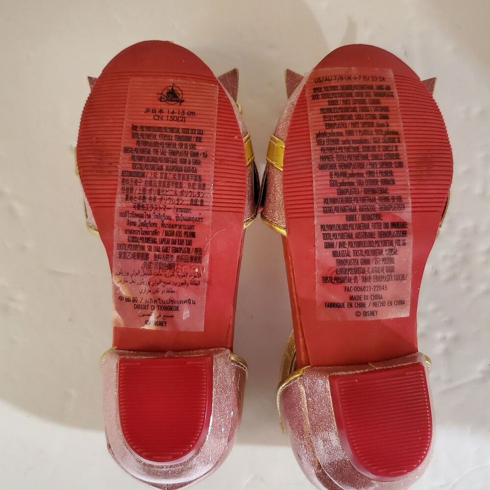 Aurora Girl's 7/8 Costume Shoes Pink Gem Princess Sleeping Beauty Disney Store - Picture 7 of 9